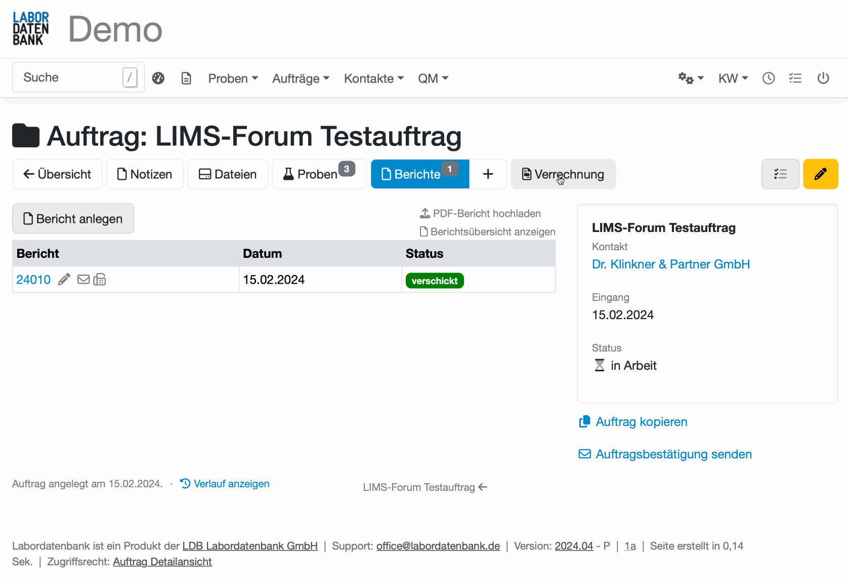 Automatisierte Abrechnung von Analysen im LIMS