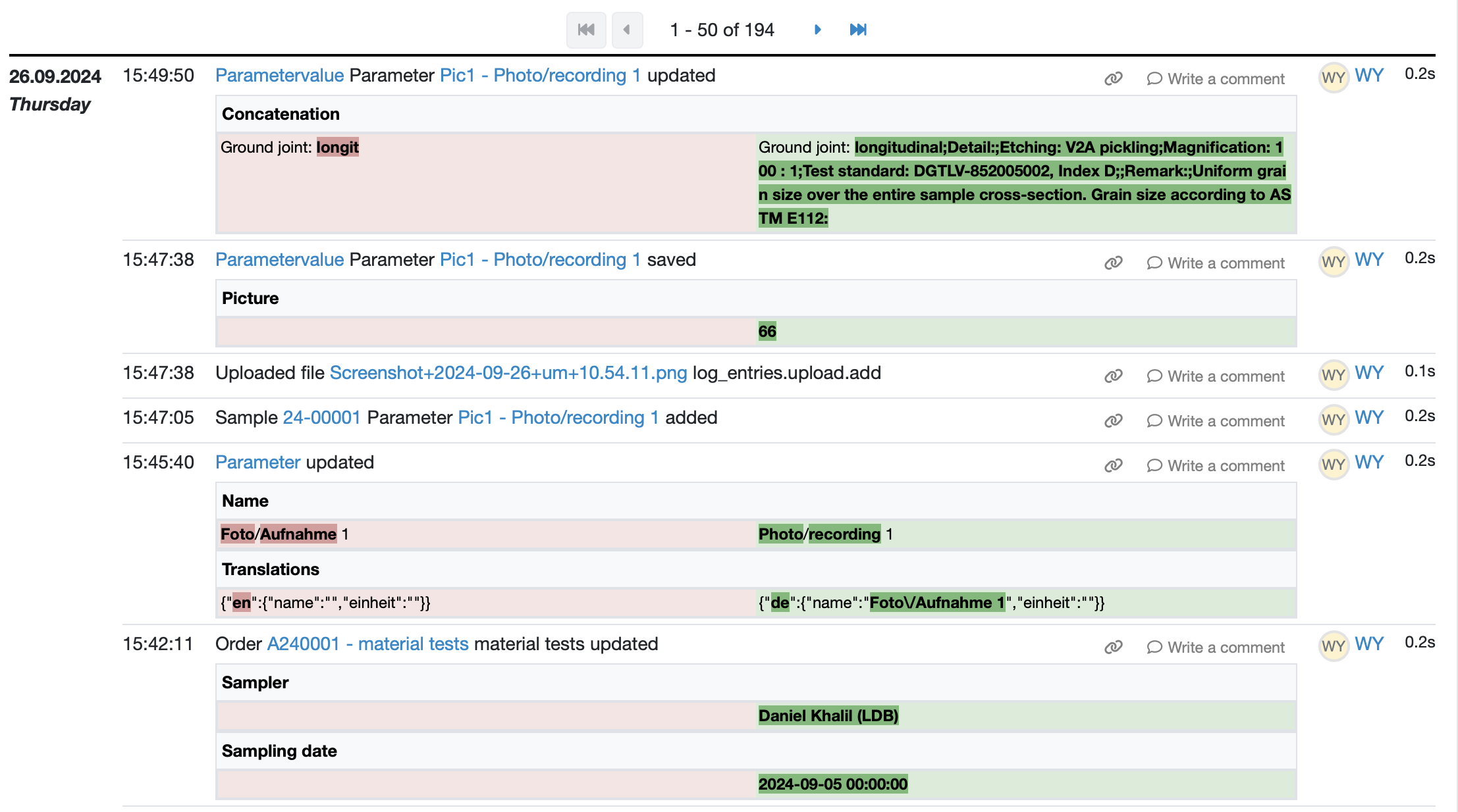 Audit Tral mit Änderungshistorie nach DIN EN ISO 17025